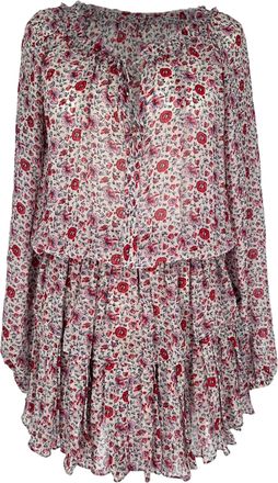 LoveShackFancy Popover Dress in Multicolor Silk