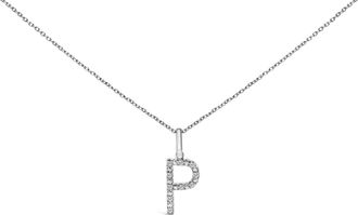 House of Brilliance Sterling Silver Diamond Accent C Initial Pendant Necklace
