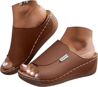 Generic Orthopedic Wedge Sandals for Women Summer Dressy 2025 Casual Open Toe Solid Color Wedge Heel Slides Comfortable Walking Orthotic Platform Sandals with