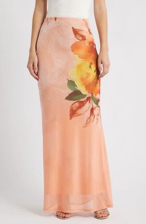 AFRM Tegan Printed Mesh Maxi Skirt in Snake Bloom at Nordstrom Rack, Size X-Small