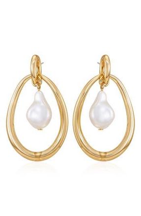 Vince Camuto Faux Pearl Doorknocker Drop Earrings in Goldtone at Nordstrom Rack