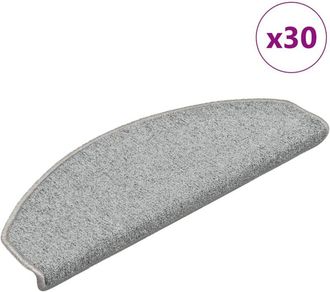 vidaXL vidaXL Tappetini per scale 30 pz 65x24x4 cm Grigio chiaro Semicircolari Grandi