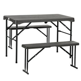 OUTSUNNY HDPE Picnic Table Set w/ Beer Table & 2 Benches for 6 - Dark Grey | TJ Hughes