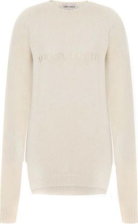 Alberta Ferretti Truien & Vesten, Dames, Wit, S, Wol, Logo Cashmere Trui