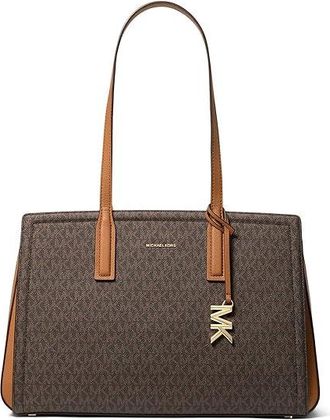 Michael Kors Laila Medium Tote Tote Womens Handbags Brown/Acorn, Leather/Polyester