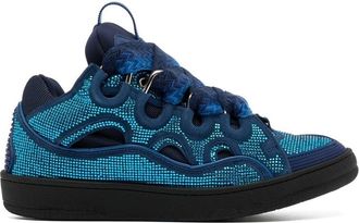 Lanvin Curb rhinestone-embellished sneakers - men - CALFSKIN/Cotton/Rubber - 39 - Blue