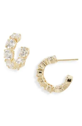 Melinda Maria Oh She Fancy Inside Out Huggie Hoop Earrings in Gold/white Diamondettes at Nordstrom