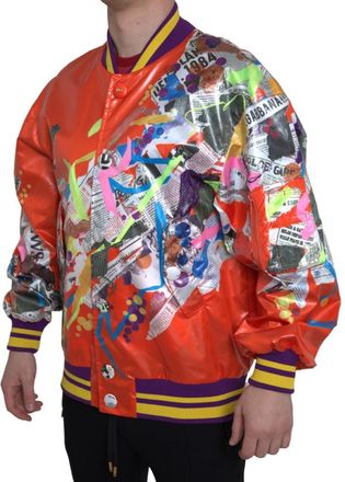 Dolce & Gabbana Orange Polyester Button Blouson Mens Jacket