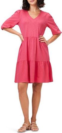 Nic+Zoe Elbow Sleeve Tiered Dress in Bright Rose at Nordstrom Rack, Size Small
