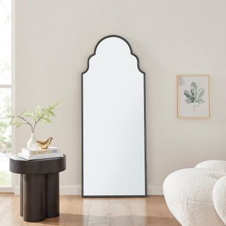Furniturebox Hima Metal Framed Moroccan Arch Glam Wall Mirror in Black