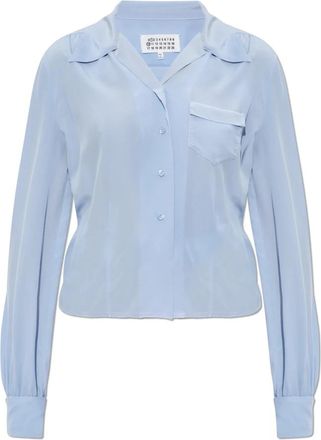 Maison Margiela Zijden shirt met lange mouwen - Dames - Overhemden - Blauw - XS - Overhemden