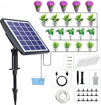 No Brand Sistema De Riego Autom&aacute;tico Con Energ&iacute;a Solar Y Temporizador, Que Riega Hasta 15 Plantas En Maceta Simult&aacute;neamente