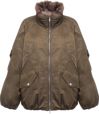 Stand Studio Voluminous Padded Jacket with Removable Faux Fur Collar