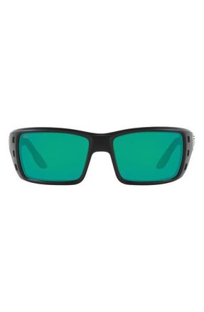 Costa 63mm Oversize Polarized Rectangular Sunglasses in Rubber Black at Nordstrom