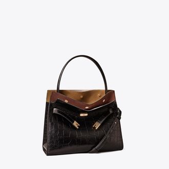 Tory Burch Womens Small Lee Radziwill Embossed Double Bag, One Size