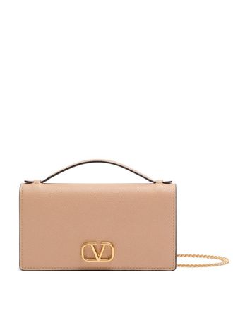 Valentino Garavani V-Logo-Signatur-Lederbrieftasche mit Kette