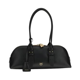 Pinko Bowling Horizontal Big Handbag - Dames - Schoudertassen - Zwart - ONE Size - Leer - Tassen