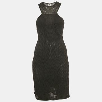M Missoni Black Patterned Lurex Knit Mini Dress