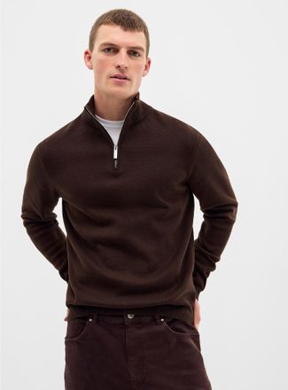Le 31 Mens Zip-up mock-neck sweater