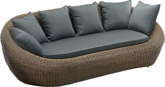 Vente-Unique Sof&aacute; de jard&iacute;n de 3 plazas en rat&aacute;n natural oscuro - WHITEHEAVEN de MYLIA