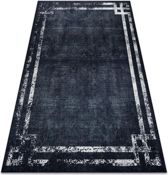 RugsX ANDRE 1486 washing carpet Frame vintage anti-slip - black / white black 160x220 cm