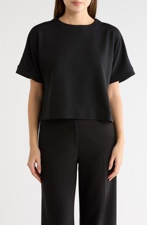 Adrianna Papell Ottoman Rib Button Back Top in Black at Nordstrom Rack, Size X-Large