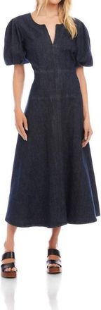 Karen Kane Puff Sleeve Midi Dress In Denim