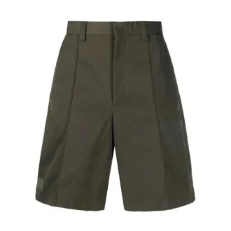 Valentino Casual Shorts, male, Green, Size: L Tag Shorts with Logo Patch