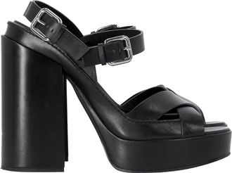 Jil Sander Ankle Strap Platform Sandals in Black Leather