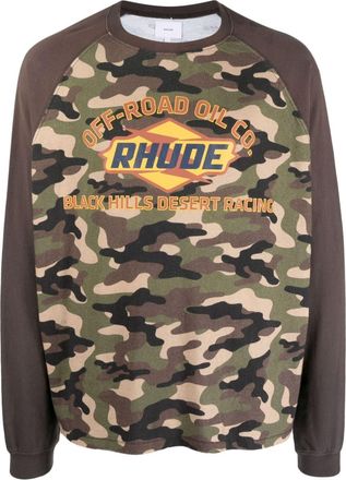 Rhude camouflage-print cotton T-shirt - men - Cotton/Polyester/Spandex/Elastane - S - Black