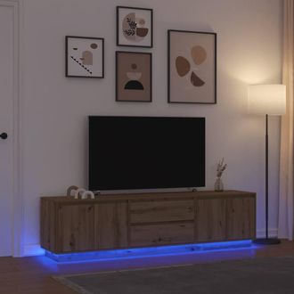 Berkfield Home TV Cabinet with LED Lights Artisan Oak 193.5x41x50 cm in Brown