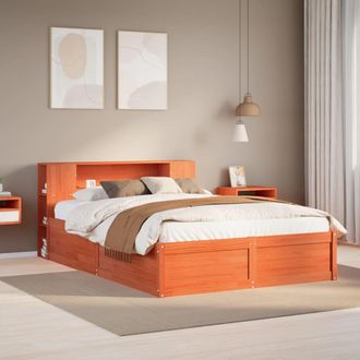 Berkfield Home Bed Frame without Mattress Wax Brown 150x200 cm King Size Solid Wood Pine