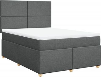 vidaXL Vidaxl - Cama Box Spring Con Colch&oacute;n Tela Gris Oscuro 140x190 Cm
