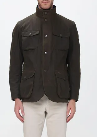 Barbour Giacca Ogston in cotone cerato antivento con collo alto e tasche a toppa