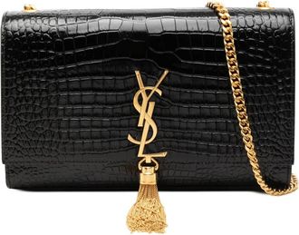 Saint Laurent Pre-owned Saint Laurent Medium Croc Embossed Patent Monogram Kate Tassel Crossbody Ladies FH10K034GUGXIBPE