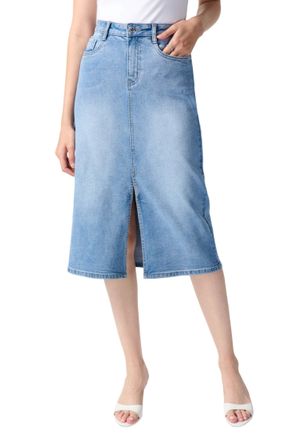 Joseph Ribkoff A-Line Midi Skirt In Denim Blue