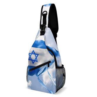 Generic Peace For Israelian Unisex Shoulder Bags Casual Crossbody Chest Bag Sling Backpack for Hiking Cycling Travel
