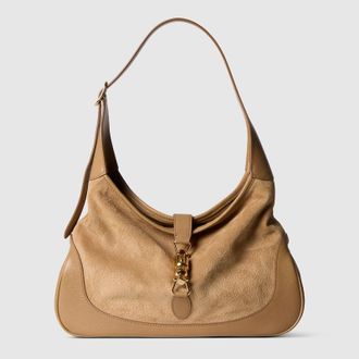 Gucci Jackie 1961 Medium Shoulder Bag, Beige, Suede