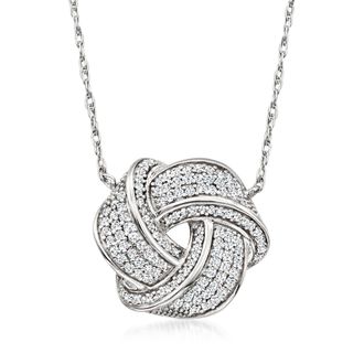 Ross-Simons Diamond Love Knot Necklace in Sterling Silver