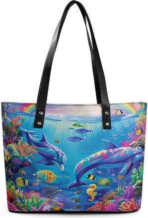 Generic Dolphin Tote Bags for Women Cute Shoulder Purses Handbags