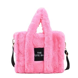 Generic Womens Plush Bags Casual Fur Tote Bag For Women Handbag Autumn Winter Plush Messenger Shopper Female(Pink)