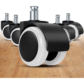 OEM Ruedas De Repuesto Para Silla De Oficina Crezuo (paquete De 5), 5 Cm, Tama&ntilde;o Universal (blanco) Para Suelos De Madera Y Moqueta, Ruedas De Goma Para S