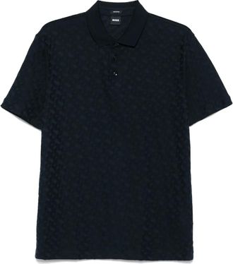 BOSS Polo con effetto jacquard - Blu