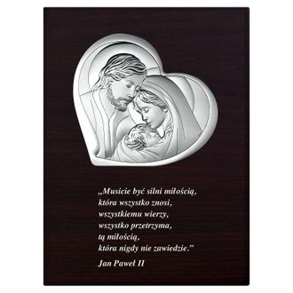 OEM Imagen De La Sagrada Familia En Coraz&oacute;n Moderno Plateado Con Una Cita De Juan Pablo Ii 11,5x15,5 Tama&ntilde;o: 11,5x15,5 Cm Sku: Bc6481/w