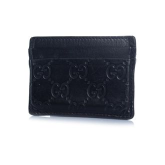 Gucci Gucci kaarthouder van zwart leer met monogramreli&euml;f