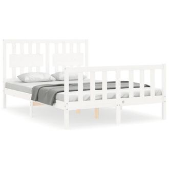Berkfield Home Bed Frame with Headboard White 140x200 cm Solid Wood