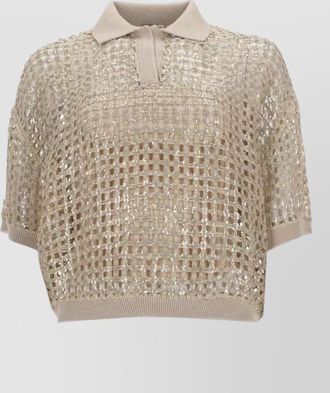 Brunello Cucinelli silk and linen knit polo shirt