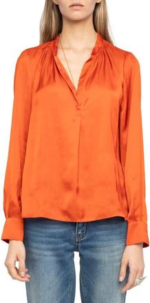Zadig&Voltaire Tink Satin Blouse in Tangerine at Nordstrom, Size X-Small Regular