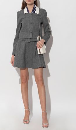 Self Portrait Blazer With Detachable Scarf, Womens, Grey