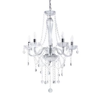 Beliani L&aacute;mpara De Techo De Metal Vidrio Transparente 185 Cm 5 Luces Brillante Colgante Ara&ntilde;a Glamuroso Locone